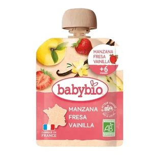 Babybio Пауч Яблоко-клубника-ваниль, 90 г