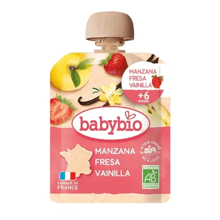 Babybio Пауч Яблоко-клубника-ваниль, 90 г: цены и характеристики