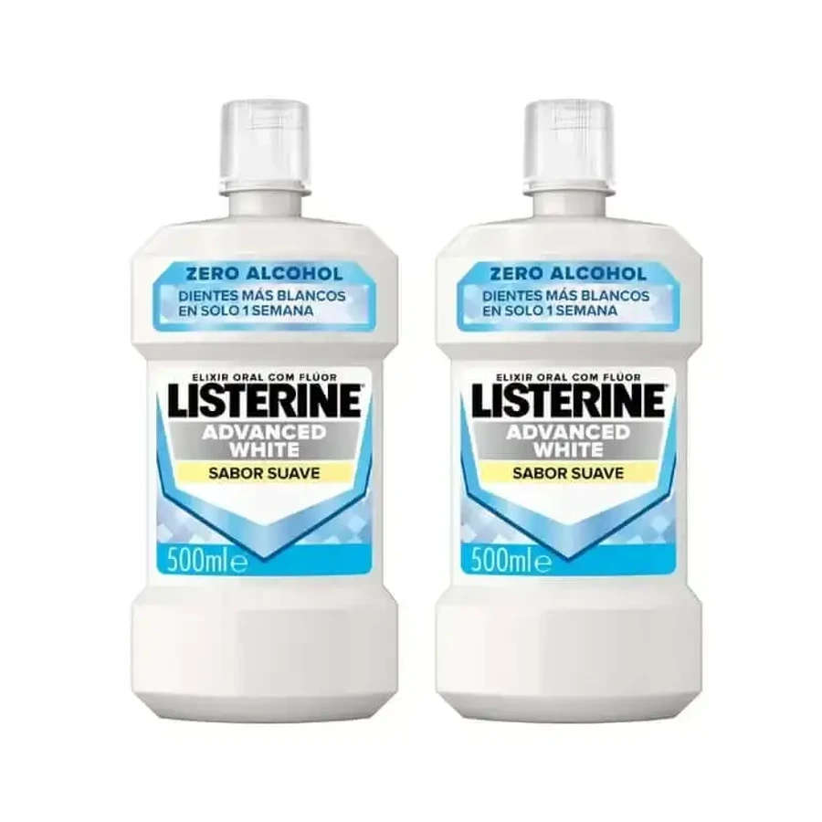 Listerine Duplo Полоскание для рта, улучшенное отбеливание, без спирта, мягкая мята, 2 x 500 мл: цены и характеристики