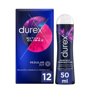 Durex Mutual Climax Condom Pack 12 презервативов + лубрикант Perfect Connection Lube 50 мл