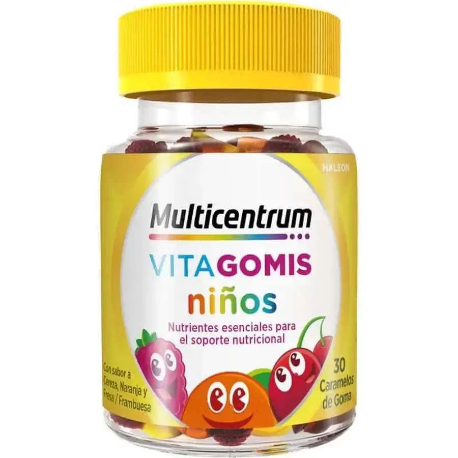 Мультивитамины Multicentrum Vitagomis Junior для детей со вкусом вишни, апельсина и клубники, 30 жевательных конфет: цены и характеристики