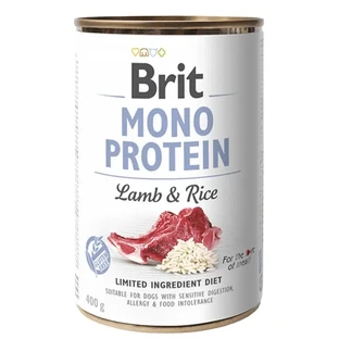 Вологий корм з ягням та рисом для собак Mono Protein, 400 г, Brit