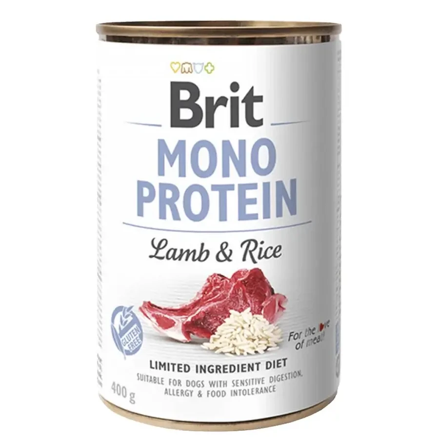 Вологий корм з ягням та рисом для собак Mono Protein, 400 г, Brit: ціни та характеристики