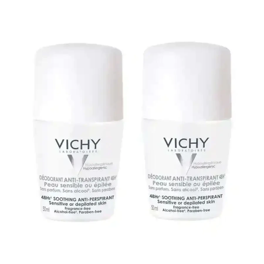 Vichy Антиперспирант-дезодорант ролл-он 48H для чувствительной кожи, 2X50 мл: цены и характеристики