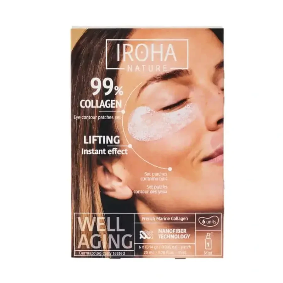 Iroha Nature 99% колагенові патчі для очей 6 шт + Активуючий туман 20 мл: ціни та характеристики