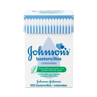 Детские тампоны Johnson's Baby для младенцев, детей и взрослых, с концами из 100% чистого хлопка, 1 коробка из 100 тампонов