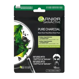 Garnier Skin Active Black Tissue Mask з екстрактом чорних водоростей та гіалуроновою кислотою для шкіри з великими порами
