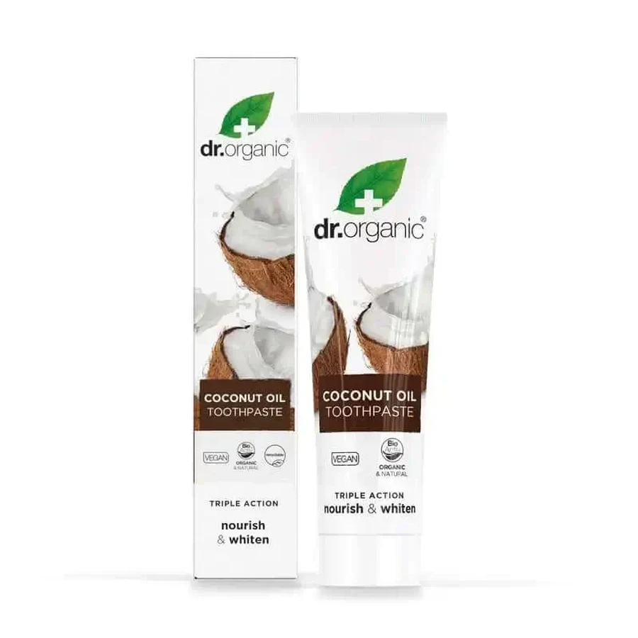 Dr.Organic Зубна паста з кокосовою олією потрійної дії, 100 мл: ціни та характеристики