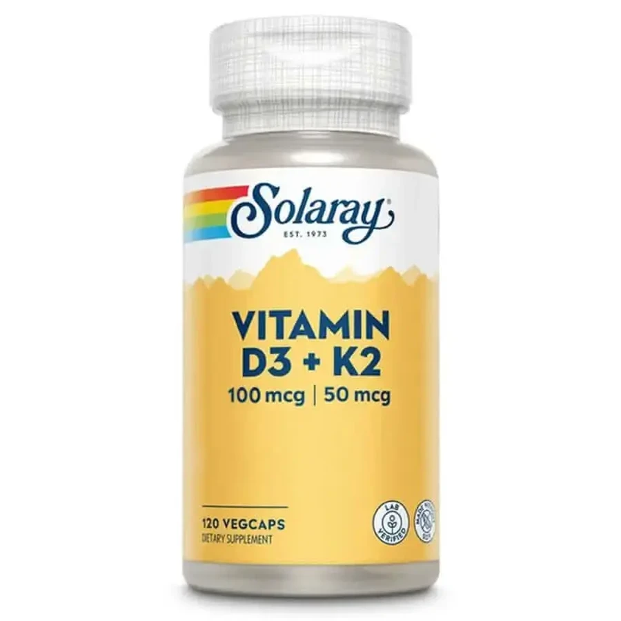 Solaray Вітамін D3 та K2 (Mk7), 120 капсул: ціни та характеристики