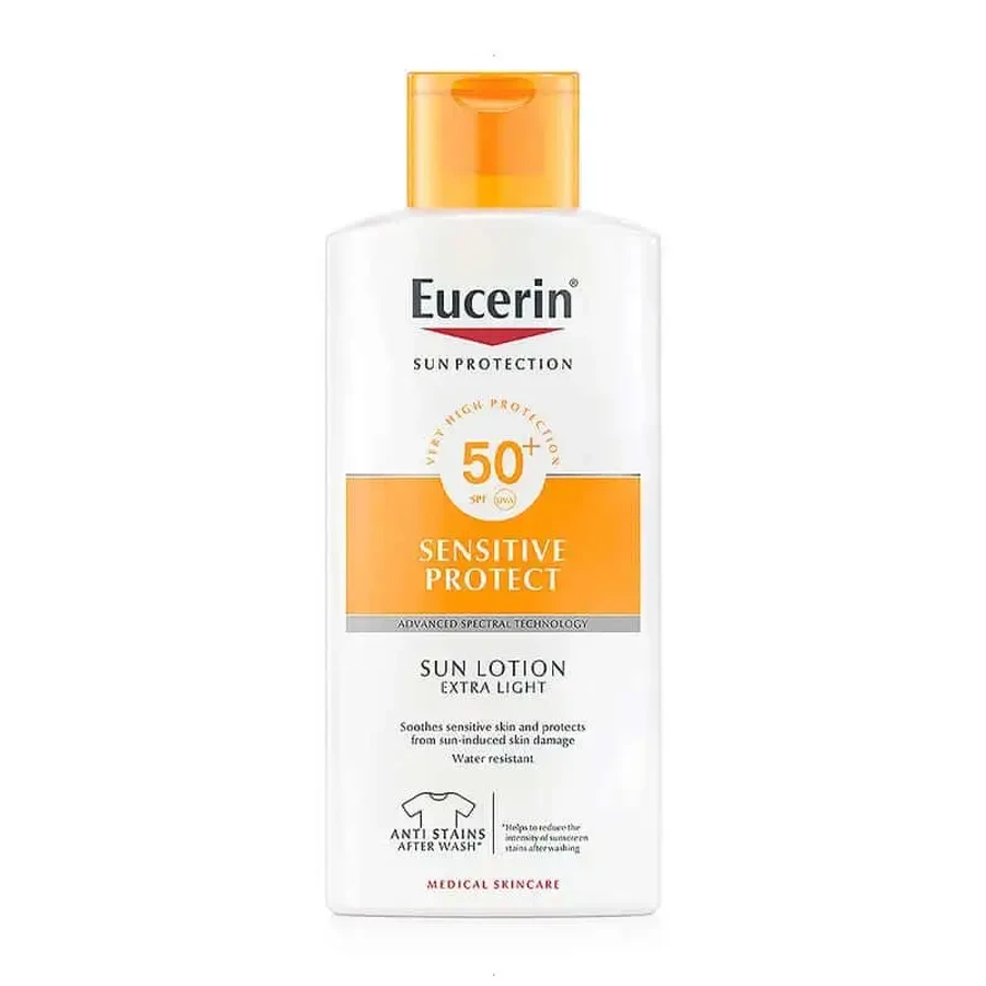 Eucerin Солнцезащитный экстра легкий лосьон для тела SPF50+ 400 мл: цены и характеристики
