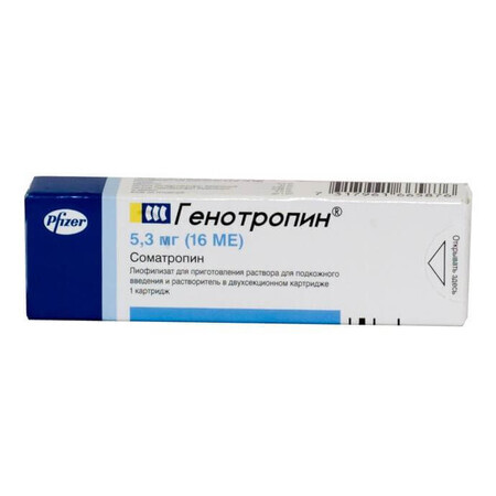 Генотропин пор лиофил и раств д/р-ра д/ин 16 МЕ (5,3 мг) предв. заполн. ручка