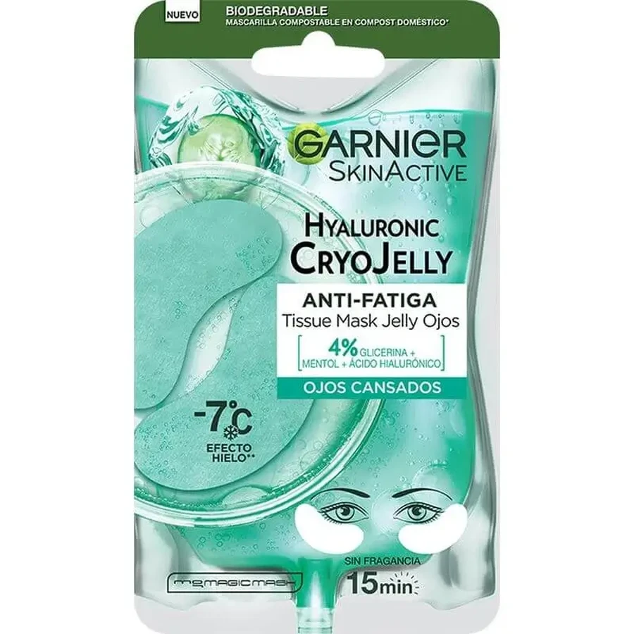 Garnier Tissue Mask Hyaluronic Cryo Jelly Anti-Fatigue Eye Contour Mask. 4% глицерин + ментол + гиалуроновая кислота: цены и характеристики