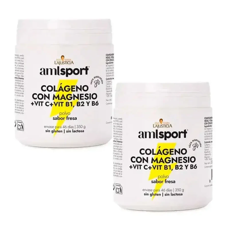 Amlsport Колаген з магнієм + вітамін С + вітамін В1 В2 В6 Полуничний смак, 2X350 гр: ціни та характеристики