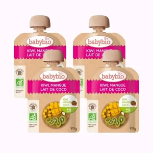 Babybio Пауч Ківі Манго Кокос, упаковка 4 х 90 г