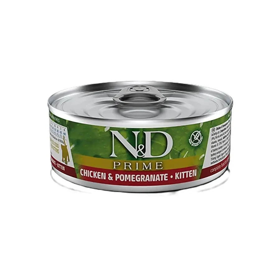 Вологий корм з куркою та гранатом для кошенят і вагітних кішок N&D Prime Kitten, 70 г, Farmina: ціни та характеристики
