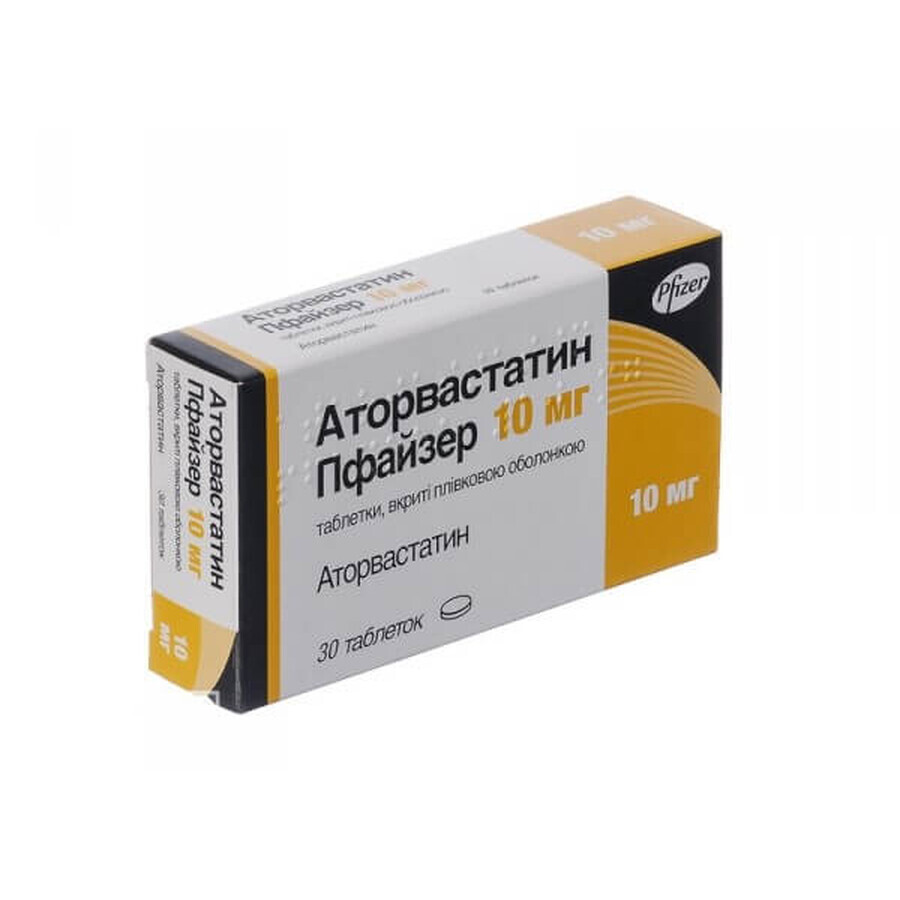 Аторвастатин пфайзер табл. в/плівк. обол. 10 мг блістер №30: ціни та характеристики