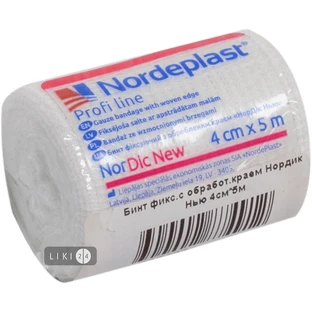 Бинт фіксуючий Nordeplast Нордік Нью з обробленим краєм, 4 см х 5 м