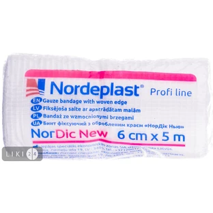 Бинт фіксуючий Nordeplast Нордік Нью з обробленим краєм, 6 см х 5 м