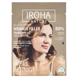 Тканинна маска для обличчя та шиї з потрійною гіалуроновою кислотою Iroha Nature, 30 мл