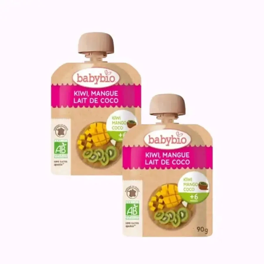 Babybio Пауч Ківі Манго Кокос, упаковка 2 х 90 г: ціни та характеристики