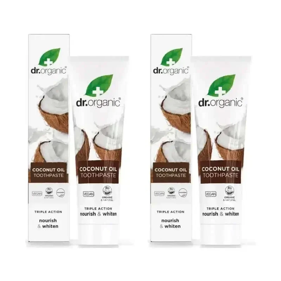 Dr.Organic Зубна паста потрійної дії з кокосовою олією, 2х100 мл: ціни та характеристики