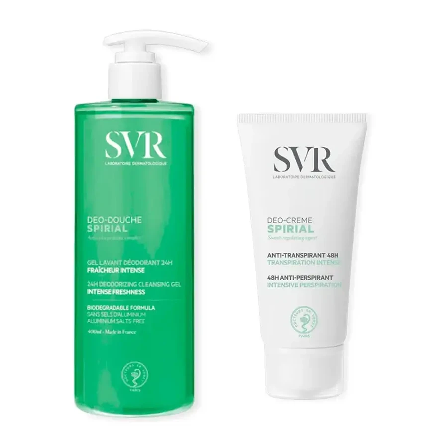 Svr Pack Спіральний дезодорант-антиперспірант-гель для душу, 400 мл + Спіральний дезодорант-антиперспірант-крем 48H, 50 мл: ціни та характеристики