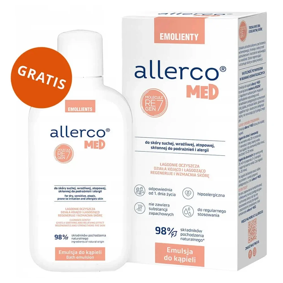 Allerco Med Emolients, увлажняющий шампунь, 200 мл + Allerco Med, эмульсия для ванны, 400 мл бесплатно: цены и характеристики