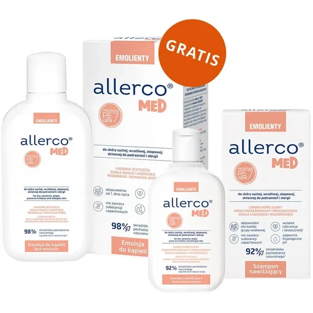 Allerco Med Emolients, увлажняющий шампунь, 200 мл + Allerco Med, эмульсия для ванны, 400 мл бесплатно: цены и характеристики