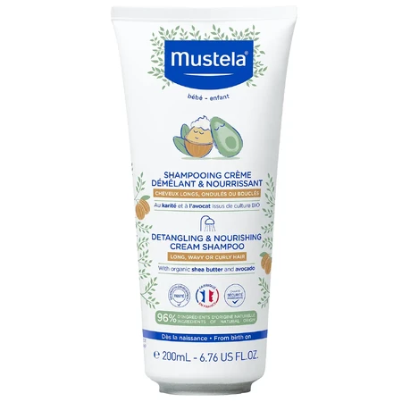 Набір Mustela, живильний шампунь для легкого розплутування, довге, кучеряве, хвилясте волосся, з першого дня, 200 мл + кондиціонер для легкого розплутування волосся, 200 мл: ціни та характеристики