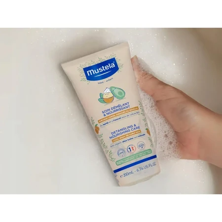Набір Mustela, живильний шампунь для легкого розплутування, довге, кучеряве, хвилясте волосся, з першого дня, 200 мл + кондиціонер для легкого розплутування волосся, 200 мл: ціни та характеристики