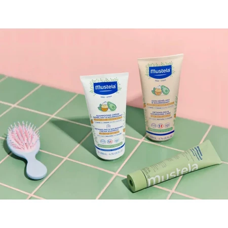 Набір Mustela, живильний шампунь для легкого розплутування, довге, кучеряве, хвилясте волосся, з першого дня, 200 мл + кондиціонер для легкого розплутування волосся, 200 мл: ціни та характеристики