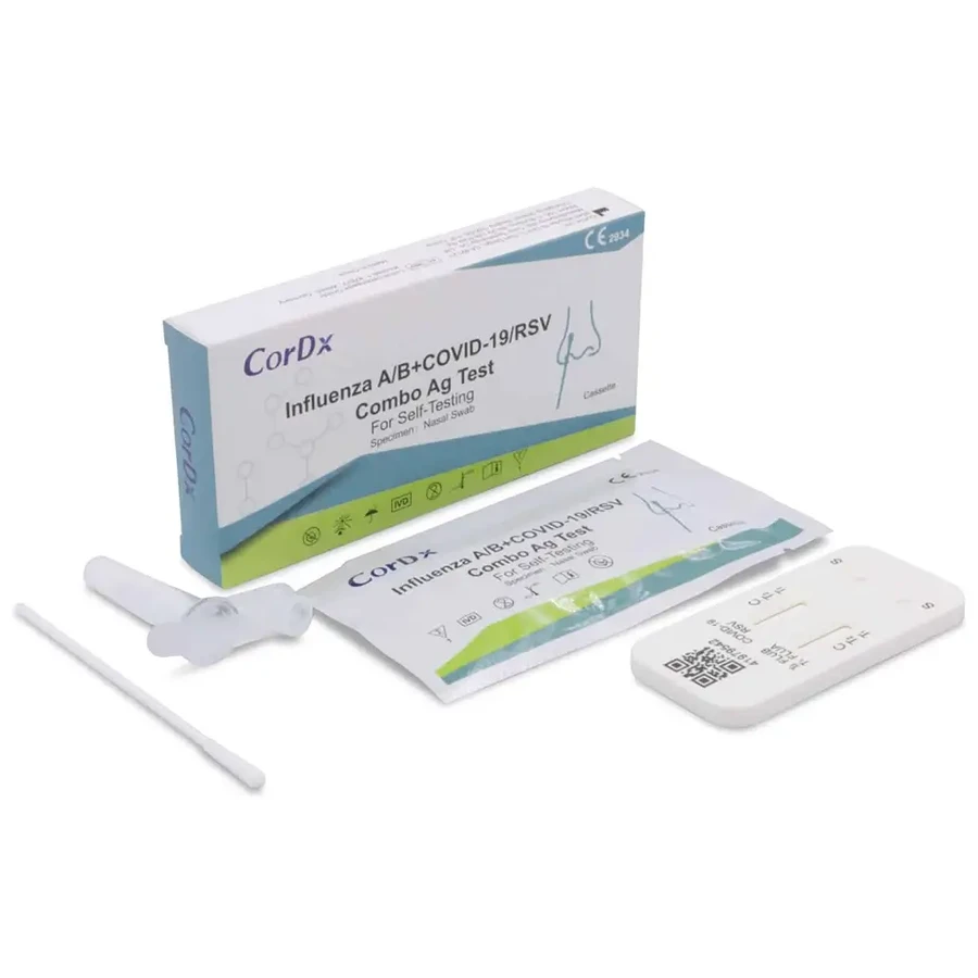 CorDx 4in1 Influenza A/B + COVID-19/RSV Combo Ag, тест на антигены 4 вирусов, 1 штука: цены и характеристики