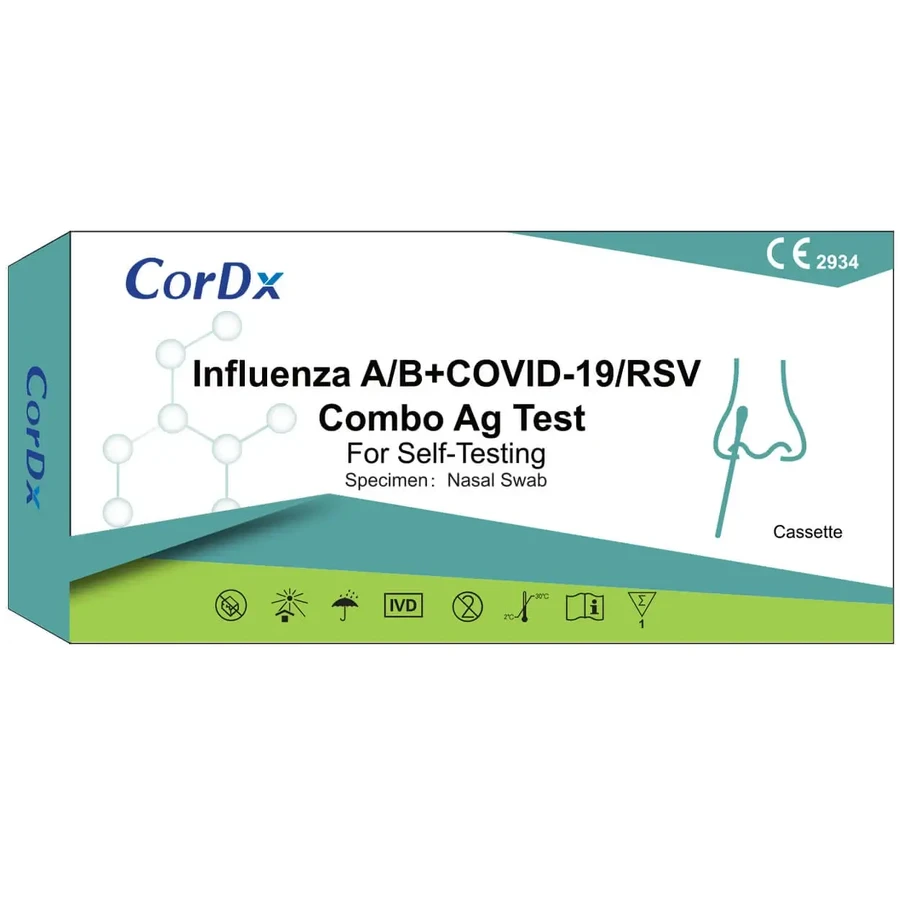 CorDx 4in1 Influenza A/B + COVID-19/RSV Combo Ag, тест на антигены 4 вирусов, 1 штука: цены и характеристики