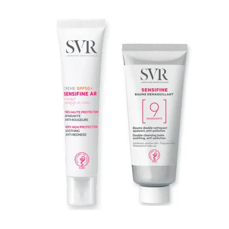 Svr Pack Очищувальний бальзам для чутливої та реактивної шкіри Sensifine 100 мл + крем для обличчя Sensifine Ar Creme Spf 50+ 40 мл: ціни та характеристики