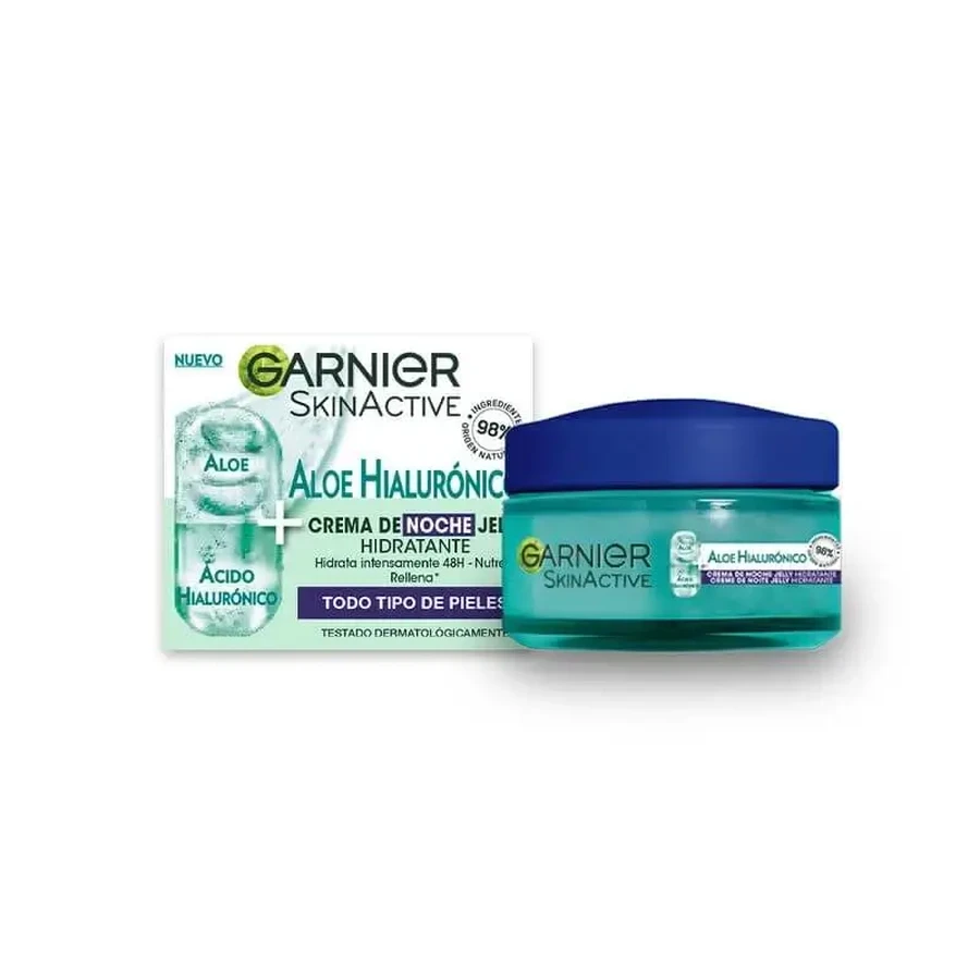 Garnier Алое Гіалуроновий нічний крем Гіалуронова кислота + Алое + Аргана. Зволожує на 48 годин, живить, заповнює, відновлює: ціни та характеристики