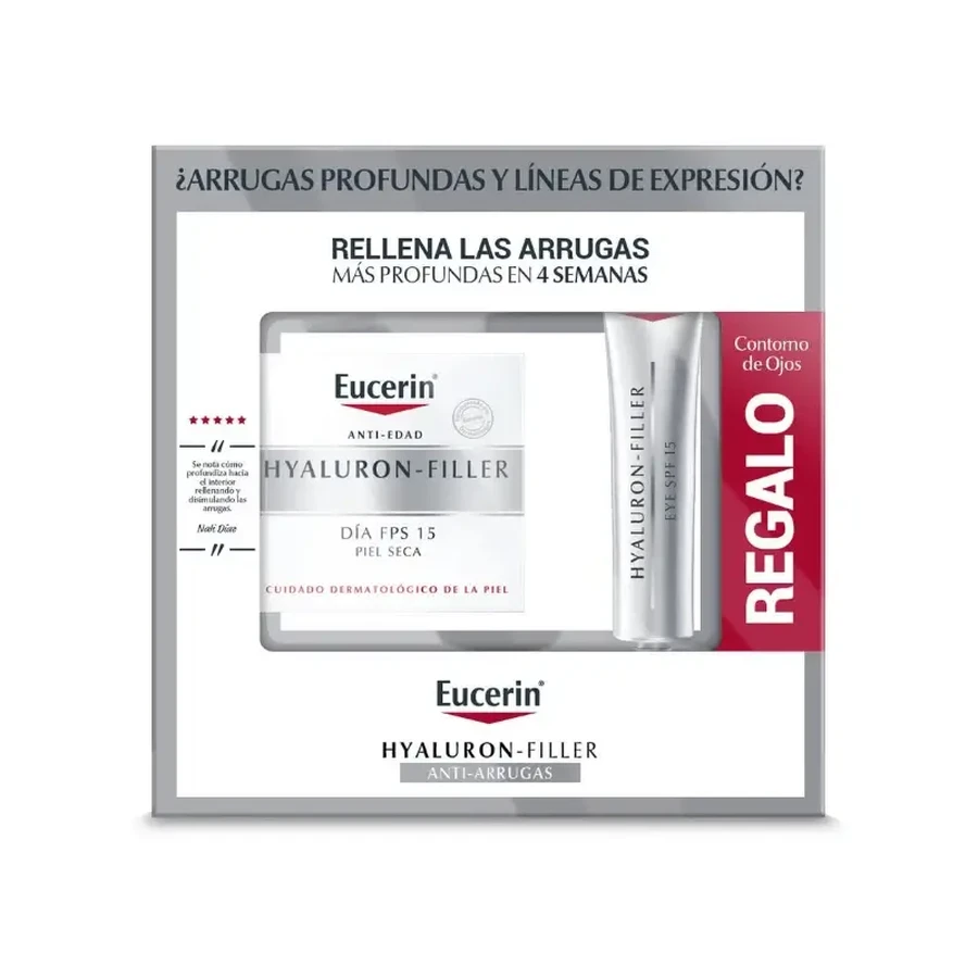Eucerin Гиалуроновый филлер дневной SPF15 для сухой кожи 50 мл + контур для глаз в подарок 15 мл: цены и характеристики