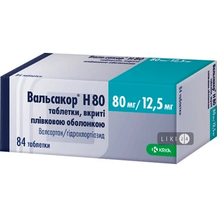 Вальсакор H 80 табл. п/плен. оболочкой 80 мг + 12,5 мг блистер №84