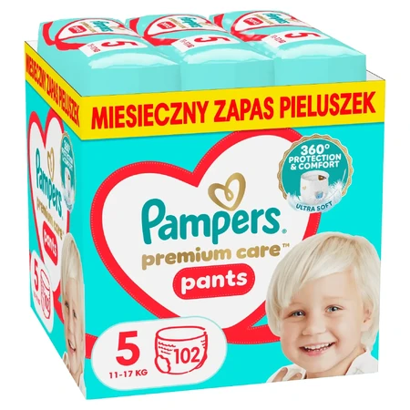 Комплект підгузків Pampers Premium Care Pants, підгузки, розмір 5, 12-17 кг, 2 x 102 шт.: ціни та характеристики