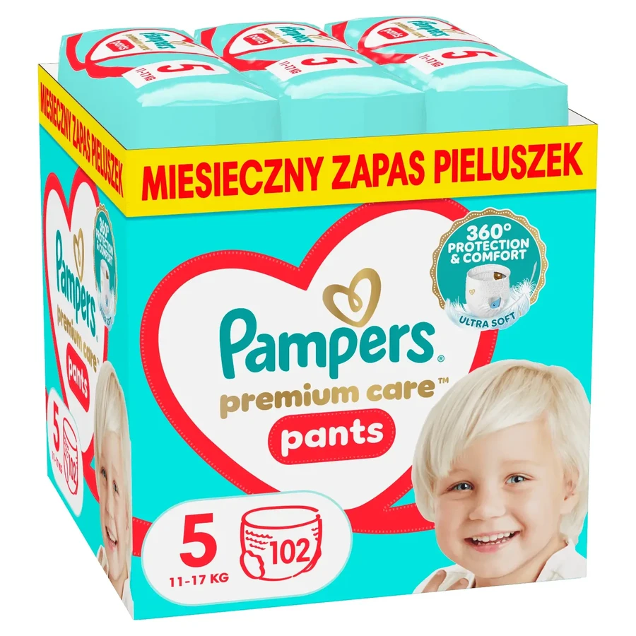Комплект підгузків Pampers Premium Care Pants, підгузки, розмір 5, 12-17 кг, 2 x 102 шт.: ціни та характеристики