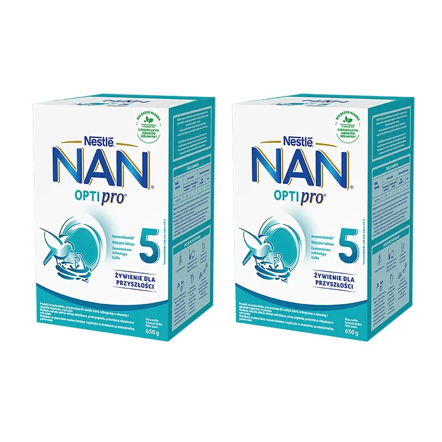 Набор Nestle NAN Optipro 5, Junior модифицированное молоко для детей старше 2,5 лет, 2 х 650 г: цены и характеристики