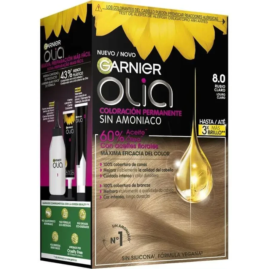 Garnier Olia Перманентное окрашивание без аммиака с натуральными цветочными маслами - Светлый блондин 8.0: цены и характеристики