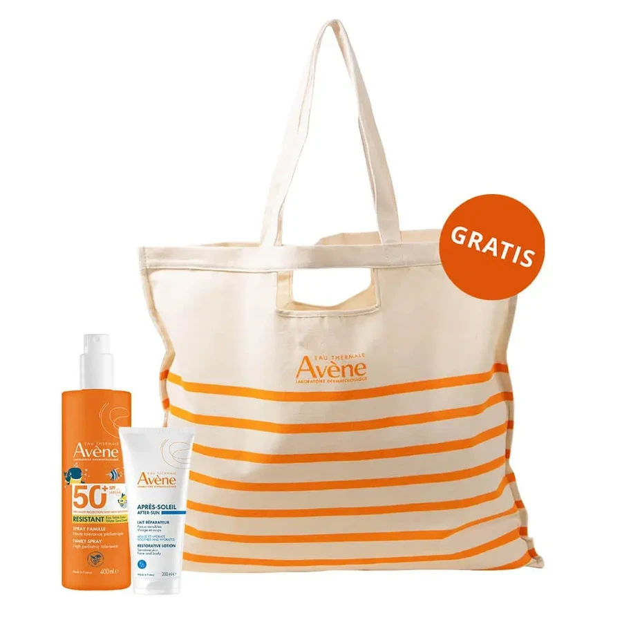 Avene Sun set, надвисокий захист від сонця, сімейний спрей, SPF 50+, 400 мл + лосьйон після засмаги, для дорослих та дітей від 2 років, 200 мл + пляжна сумка безкоштовно: ціни та характеристики
