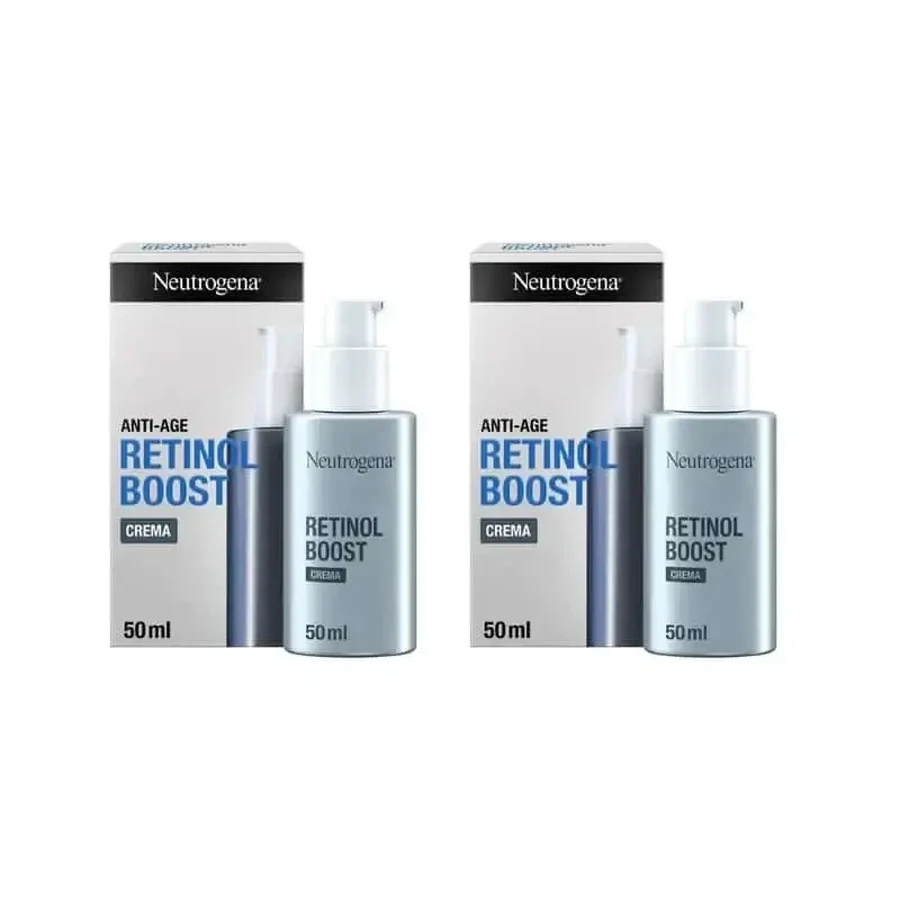 Зволожуючий крем для обличчя проти зморшок Neutrogena Retinol Boost, 2X50 мл: ціни та характеристики