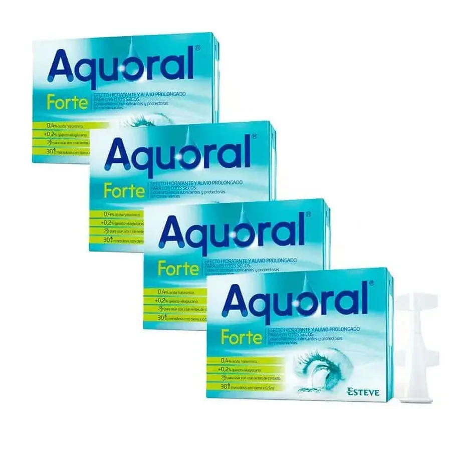 Смазывающие глазные капли Aquoral Pack Forte, 4 x 30 разовая доза: цены и характеристики