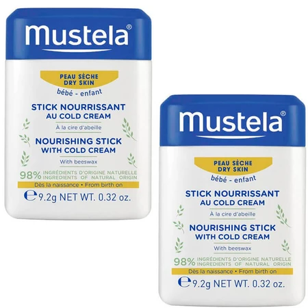 Стік для губ та обличчя Mustela Bebe з колд-кремом живильний для сухої шкіри, 2 шт. по 9.2 г: ціни та характеристики
