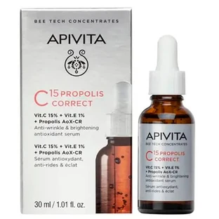 Сироватка для обличчя Apivita Bee Tech Concentrates C15 Propolis Correct антиоксидантна, проти зморшок та для сяйва шкіри, 30 мл