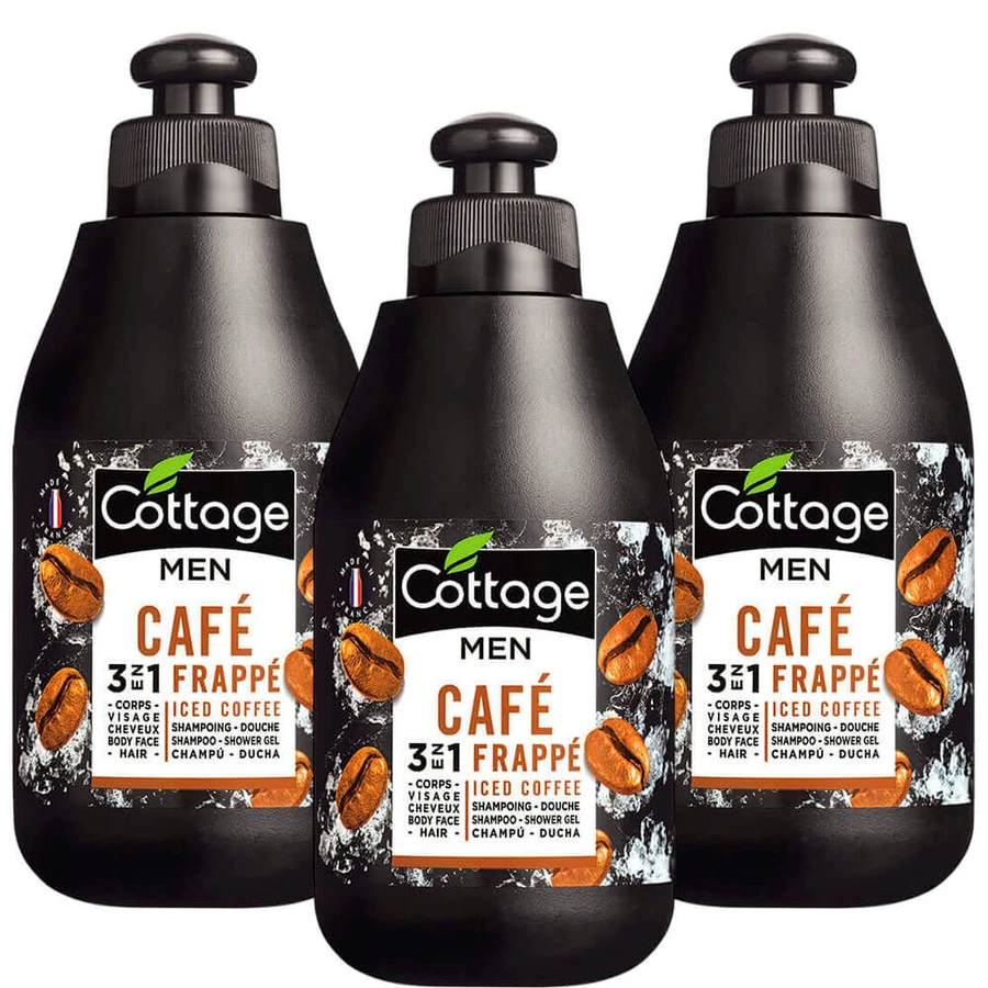 Шампунь та гель для душу Cottage Cafe Frappe, чоловічий, 3 шт. по 250 мл: ціни та характеристики