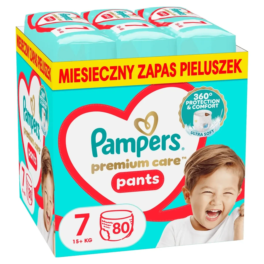 Комплект підгузків Pampers Premium Care Pants, розмір 7, 15+ кг, 2 х 80 шт.: ціни та характеристики