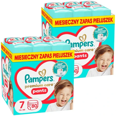 Комплект підгузків Pampers Premium Care Pants, розмір 7, 15+ кг, 2 х 80 шт.: ціни та характеристики
