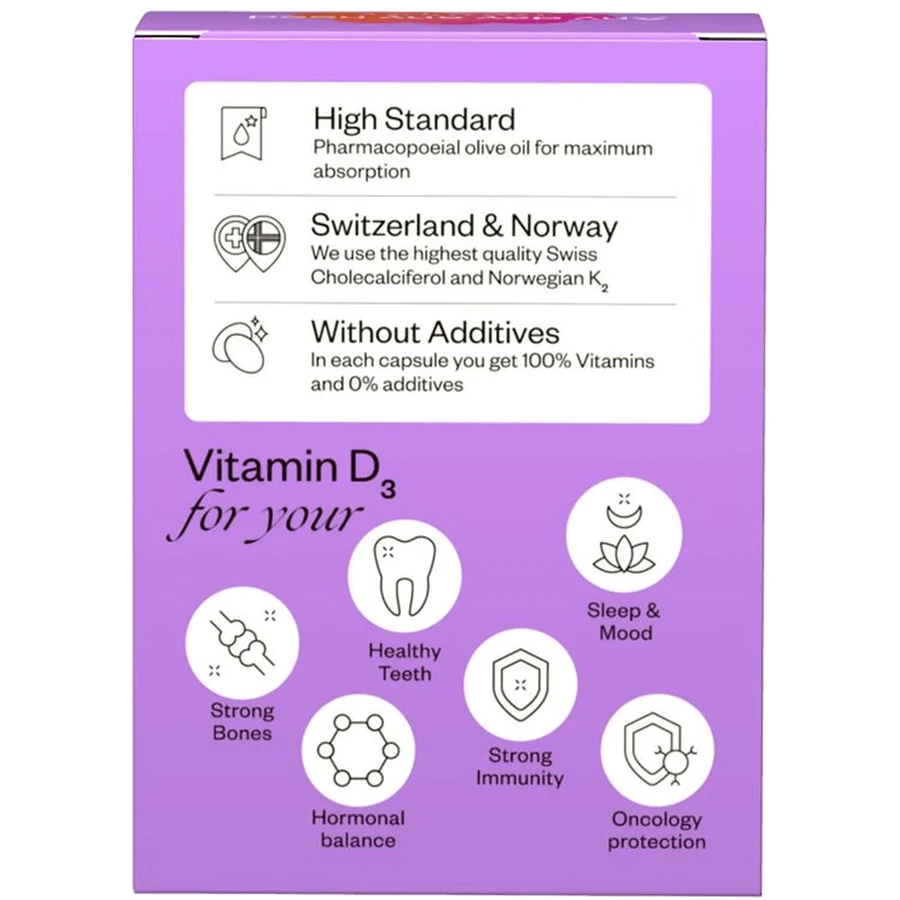 Витамин D3+K2 Vitamin D3+K2 MATCH Perla Helsa 5000 IU + 75 мкг капсулы, №60: цены и характеристики